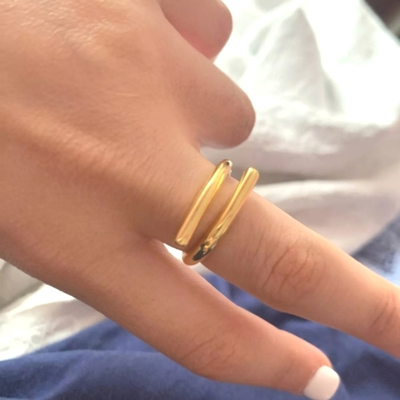 NEW 18K Yellow Gold-Plated Adjustable Band Ring‎ - Picture 13 of 15
